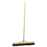 Bassine Stiff Wood Sweeping Yard Broom - Complete with handle and bracket