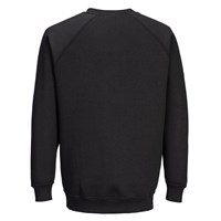 Portwest B300 Roma sweatshirt in black with crew neck and raglan sleeves for relaxed fit