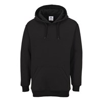 Portwest B302 Roma hoodie in black with drawstring hood and kangaroo pocket for relaxed fit