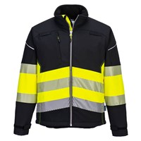 Portwest PW375 PW3 Hi‑Vis Class 1 Softshell Jacket black and yellow