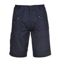 Navy Portwest S889 action work shorts with multiple pockets and reinforced panels