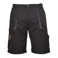 Black Portwest TX14 Texo Contrast work shorts with seven pockets and contrast panels
