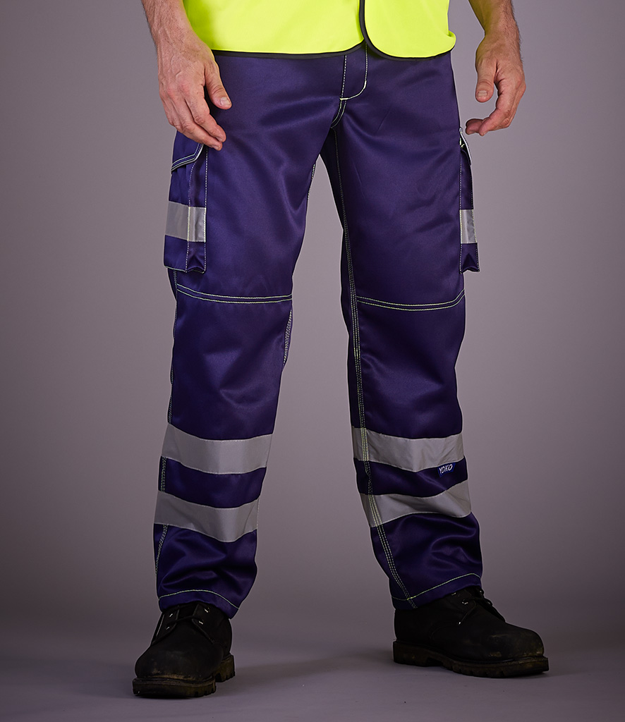 YK301 - Yoko Hi-Vis Cargo Trousers with Knee Pad Pockets