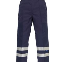 Yoko YK302 navy hi‑vis ballistic trousers with reinforced lower legs and cargo pockets