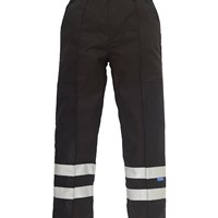 Yoko YK302 black hi‑vis ballistic trousers with reinforced lower legs and cargo pockets