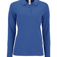 SOL’S ladies long‑sleeve piqué polo shirt with fitted cut and ribbed collar in royal blue