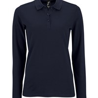 SOL’S ladies long‑sleeve piqué polo shirt with fitted cut and ribbed collar in French Navy
