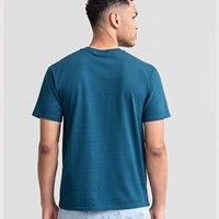 Russell Athletic 215M heavyweight t-shirt back view in petrol blue