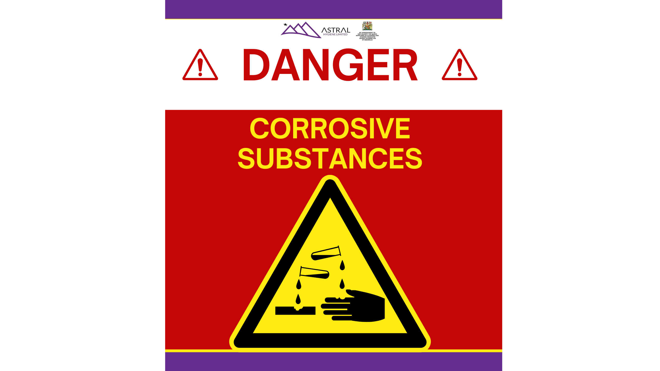 Danger poster corrosive substances warning sign