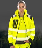 Result RS503 unisex recycled safety zip hoodie in fluorescent yellow front view