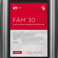 Evans Vanodine R067 Fam 30 Multi-purpose iodophor disinfectant.