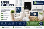 Commercial paper products including toilet rolls, hand towels, centrefeed rolls, tissues and washroom dispensers
