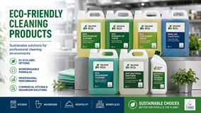 Eco-friendly commercial cleaning products including EU Ecolabel cleaners biodegradable detergents and sustainable hygiene chemicals