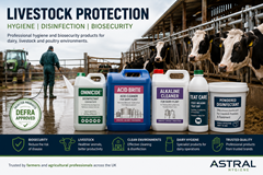 Livestock hygiene and farm biosecurity products including disinfectants dairy cleaning chemicals detergents and teat care