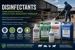 Farm disinfectants and livestock biosecurity products including DEFRA approved disinfectants iodophor disinfectants and peracetic acid products