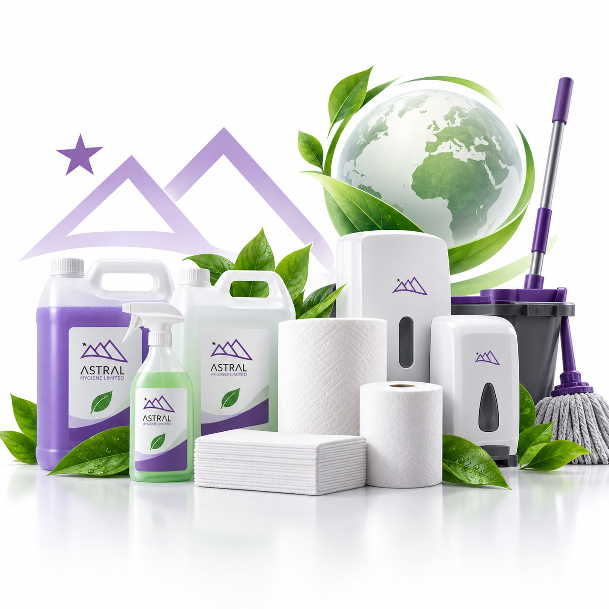 Astral Hygiene sustainable commercial cleaning products, paper supplies, washroom dispensers and janitorial equipment