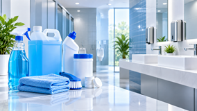 Washroom disinfectants including bactericidal cleaners virucidal sprays chlorine tablets and odour-control products